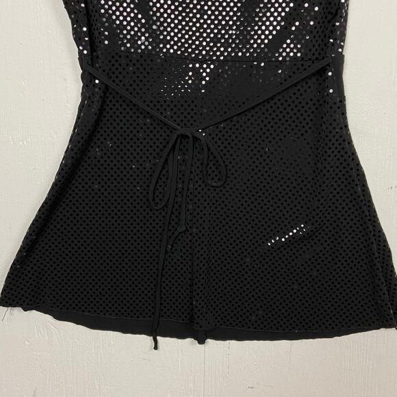 B Wear VTG Black Sequin Baby Doll Whimsigoth Witchy Goth Cap Sleeve Top Medium - Picture 4 of 12